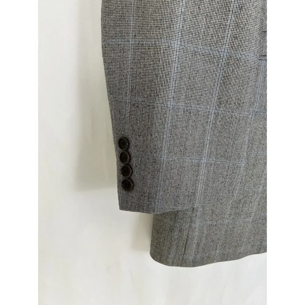 Hugo Boss Lanificio Tesse Biella Windowpane Plaid Gray‎ Blazer Men's 42T Wool